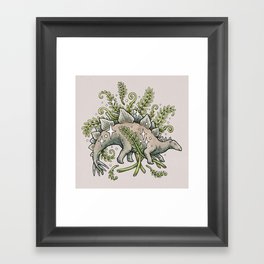 Stegosaurus & Ferns | Dinosaur Botanical Art Framed Art Print