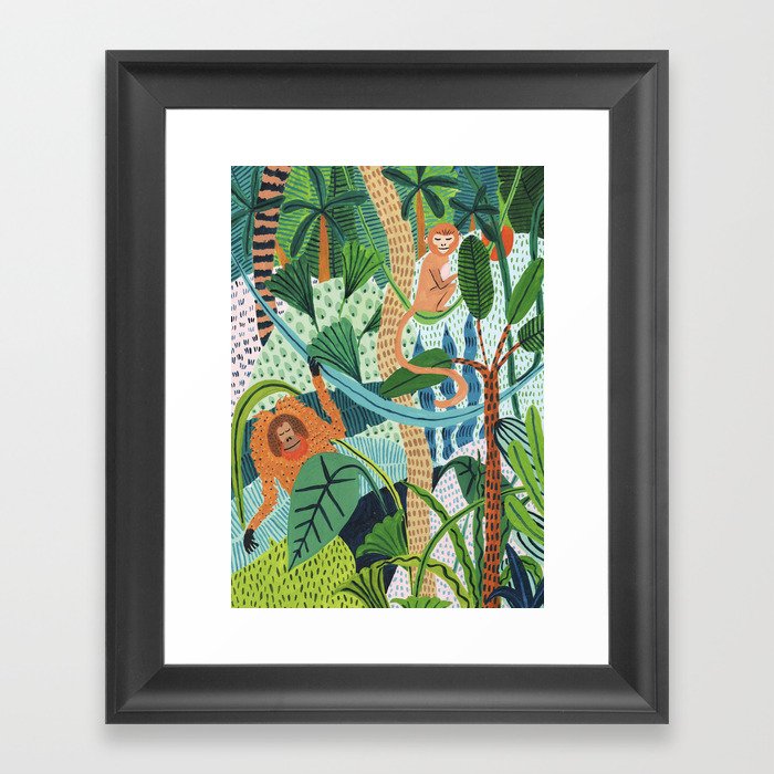Monkey Pals Framed Art Print by Ambers Textiles | Society6