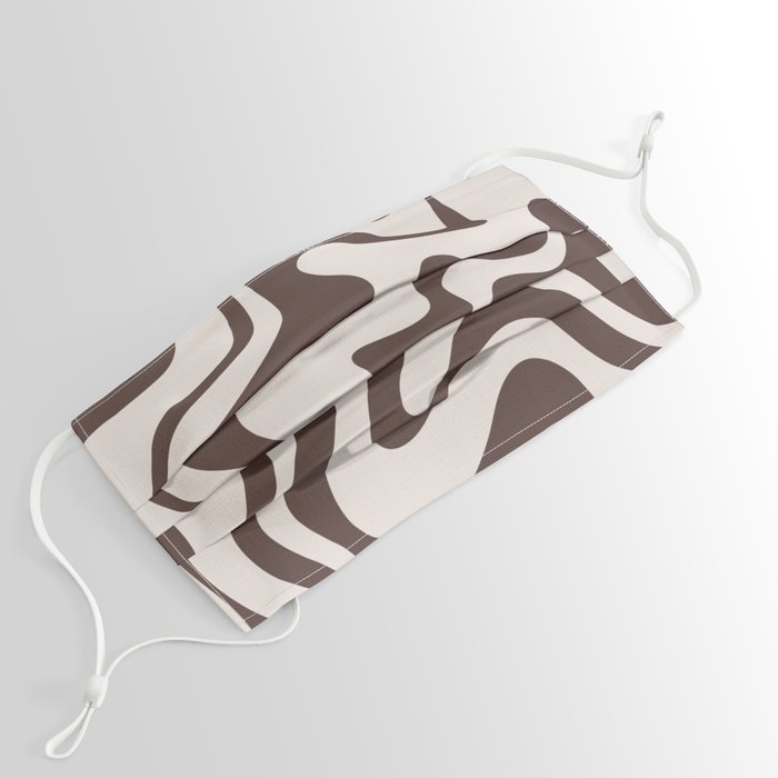Retro Liquid Swirl Abstract Pattern in Brown Face Mask