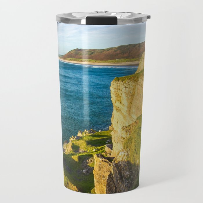 Great Britain Photography - Sunset Shining On A Cliff By The Blue Ocean Travel Mug