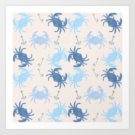 Nautical Crabs Pattern Art Print