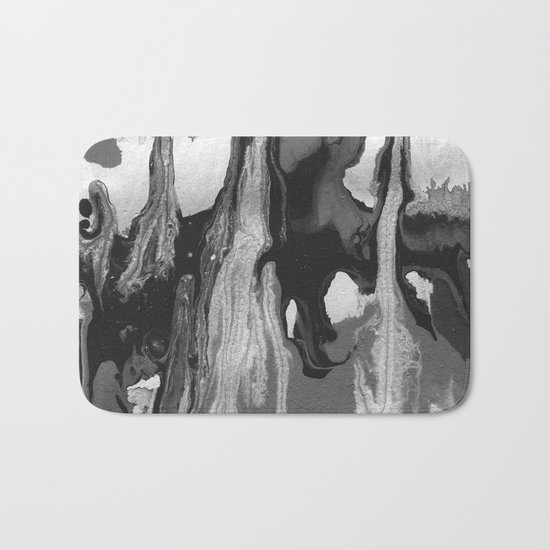 Black And White Marble Drips Bath Mat
