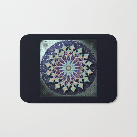 Mosaic Mandala in Blue Bath Mat
