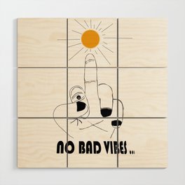 finger spreading no bad vibes Wood Wall Art