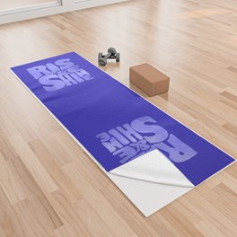 Rise and Shine - blue typography Yoga Towel