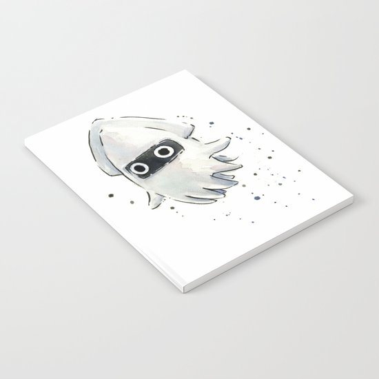 Blooper Squid Mario Watercolor Geek Art Notebook