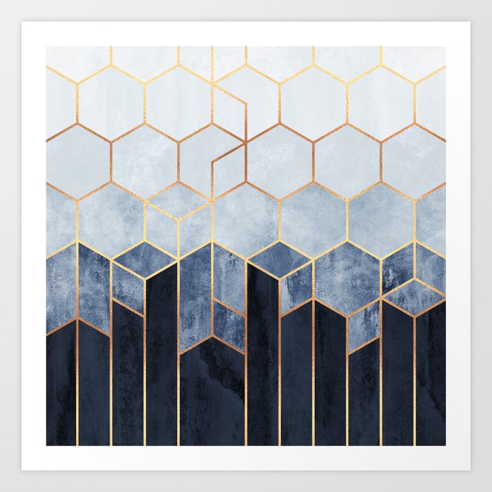 Soft Blue Hexagons Kunstdrucke Soft Blue Hexagons Kunstdrucke