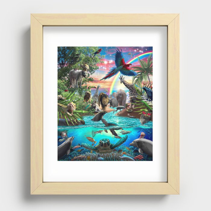 Underwater Jungle Animal Animals Scene Recessed Framed Print