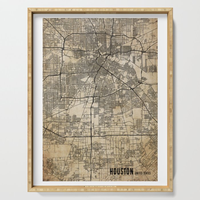 Houston us vintage map Serving Tray