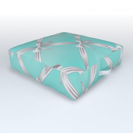 White Bows Turquoise Robin's Egg Blue Outdoor Floor Cushion | Graphicdesign, Girls, Fashion, Girly, Bedroom, Ribbon, Chic, Classy, Audrey, Trendy 