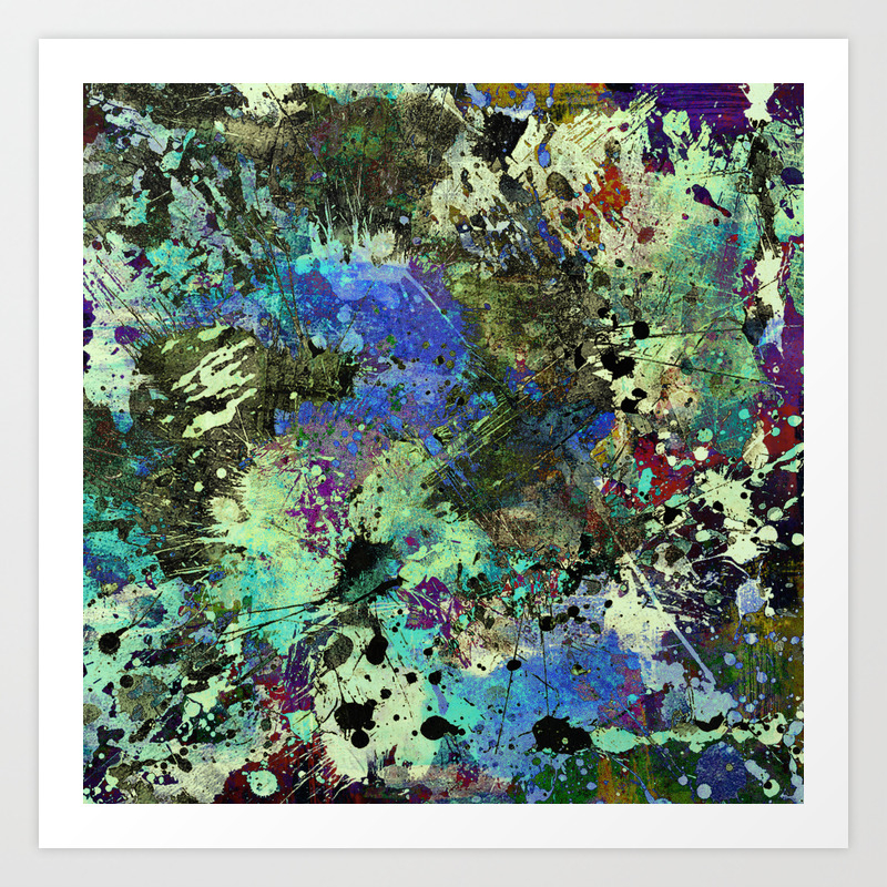 Deep In Thought Black Blue Purple White Abstract Acrylic