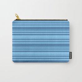 [ Thumbnail: Blue and Light Sky Blue Colored Lines Pattern Carry-All Pouch ]