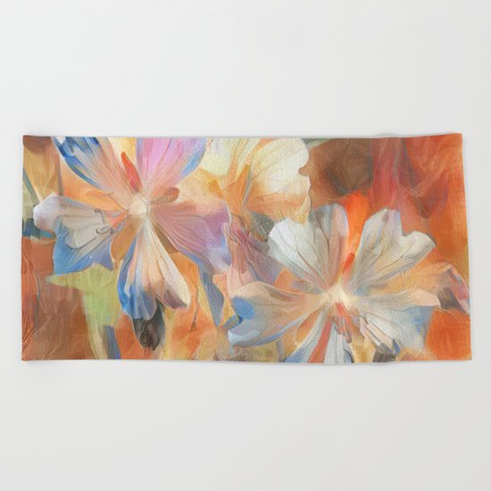 Abstract Wild Geraiums Beach Towel