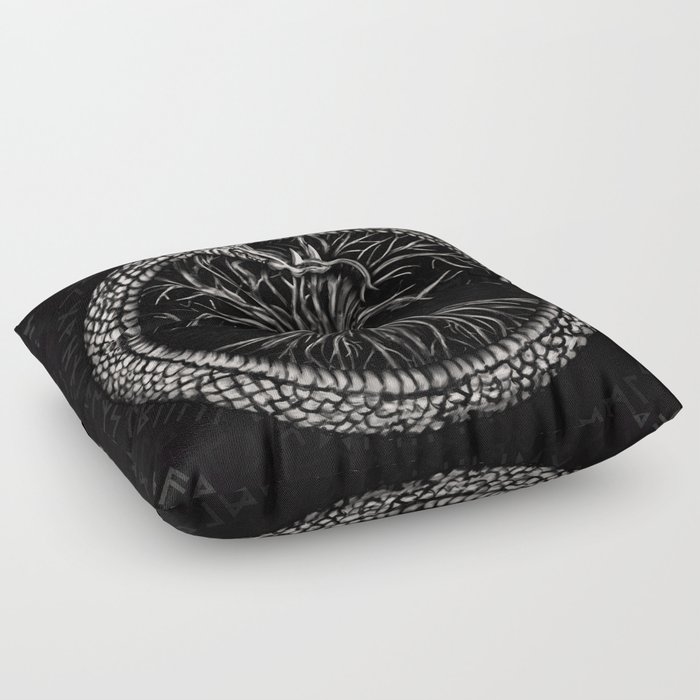 Ouroboros with Tree of Life Floor Pillow