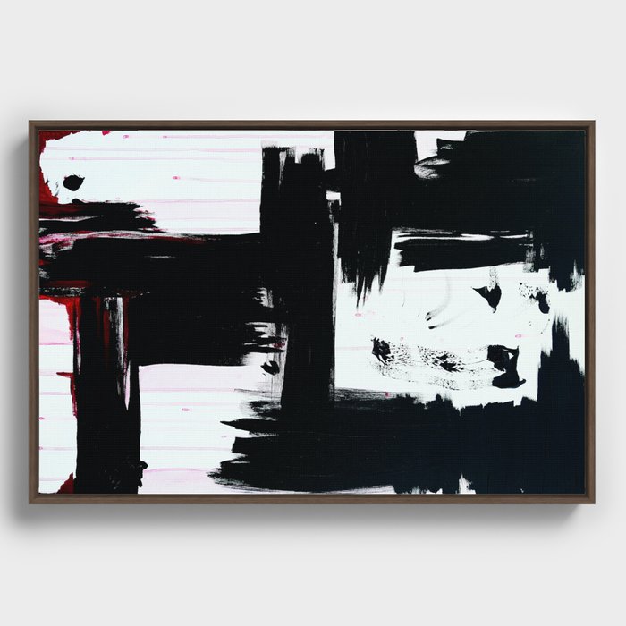 BLACK AND RED PAINT SPLASH Framed Canvas