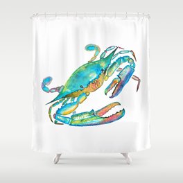 Watercolor Crab Shower Curtain