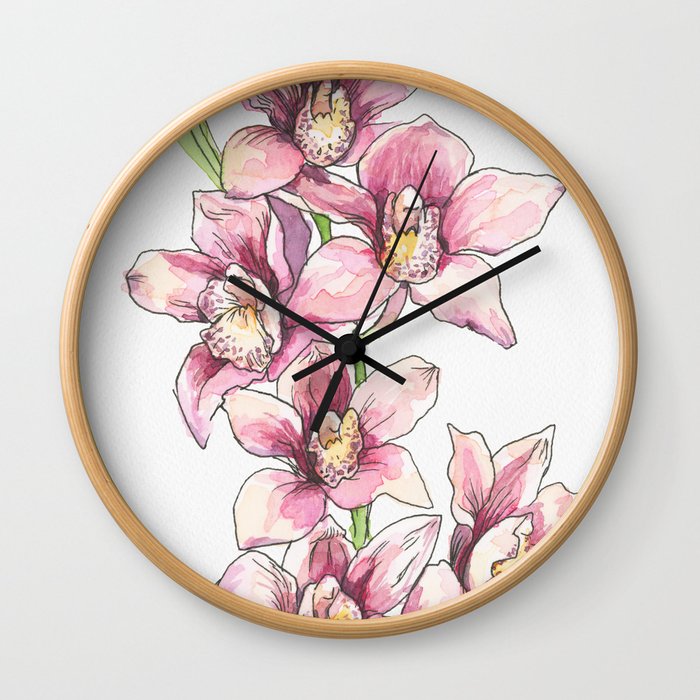 Orchid Blossoms Wall Clock