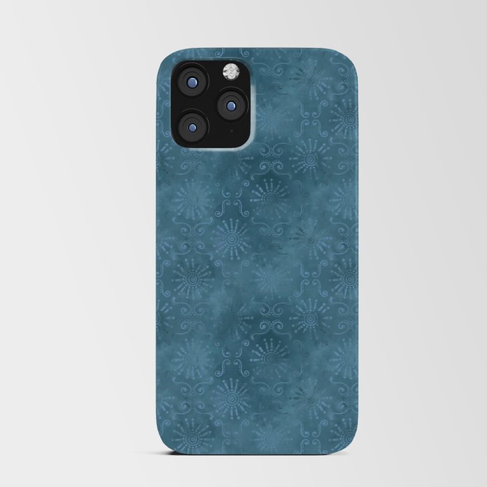 Blue Ornamental Batik Pattern iPhone Card Case