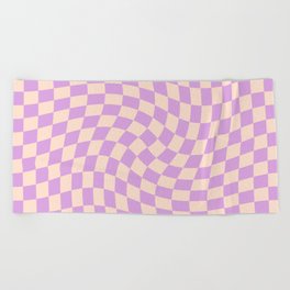Check V - Lilac Twist — Checkerboard Print Beach Towel