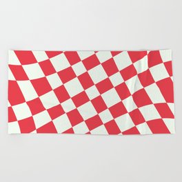 Abstract Warped Checkerboard pattern - Desire and Honeydew Beach Towel