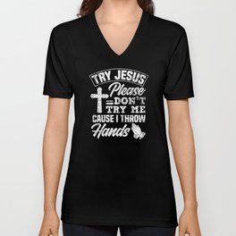 Praying Jesus V Neck T Shirt