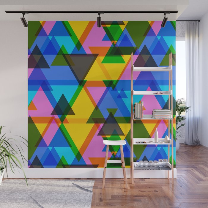 Abstract, multicolor, bright pattern of triangles. Wall Mural