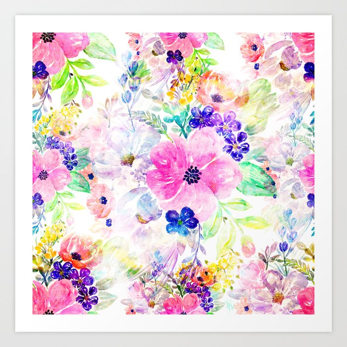 Pretty watercolor floral hand paint design Art Print