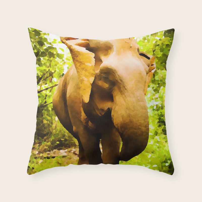 African Savanna Elephant Watercolor Painting Throw Pillow By