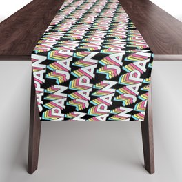 Japan Trendy Rainbow Text Pattern (Black) Table Runner