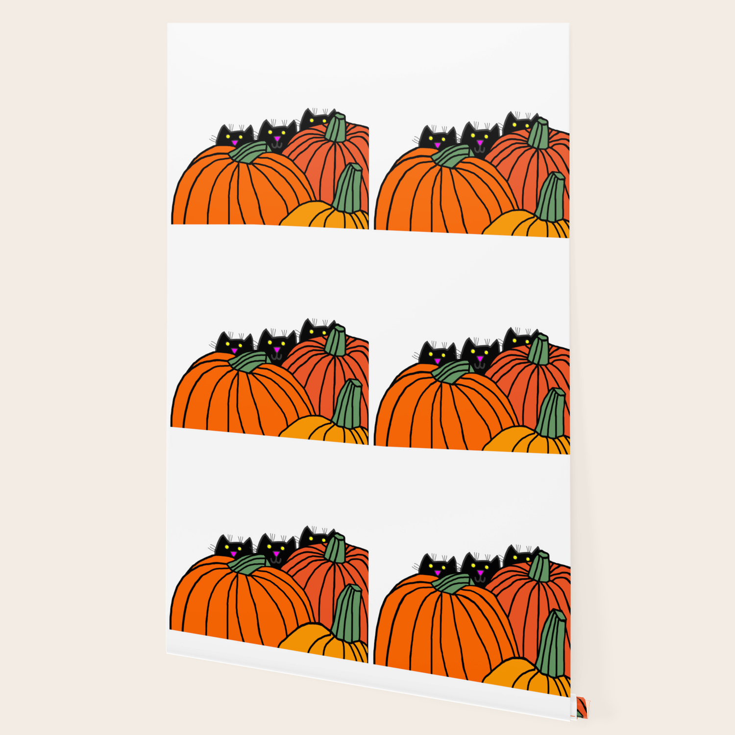 Three Black Cats In The Pumpkin Patch Wallpaper By Ellenhenryart
