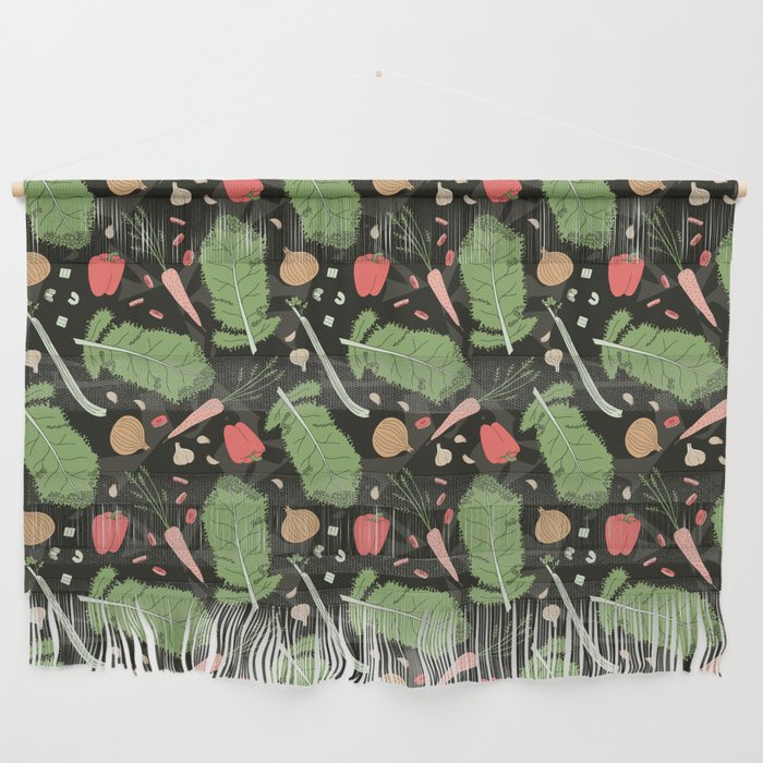 Vegetable Patch on a Dark Background Wall Hanging