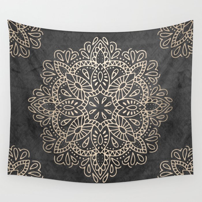 Black white on sale and gold tapestry