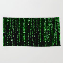 Matrix Binary Code Beach Towel