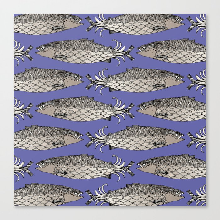 steampunk salmon periwinkle blue Canvas Print
