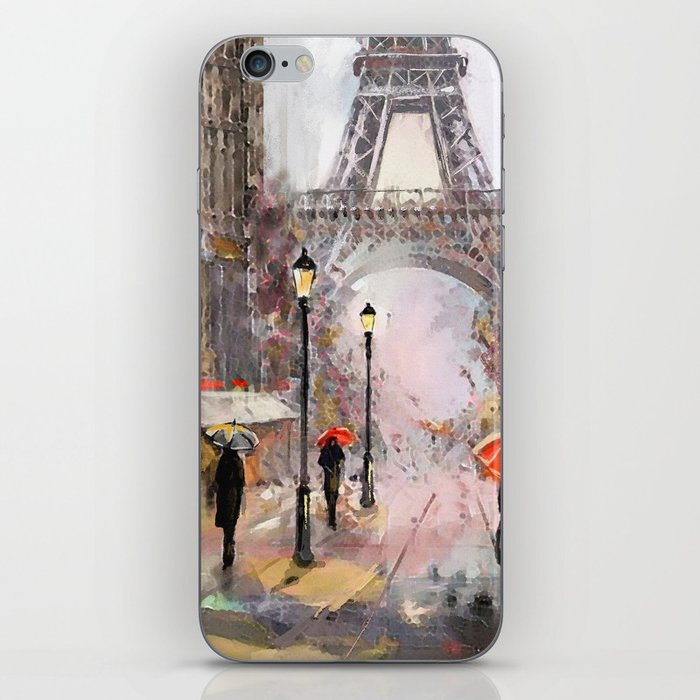 oil painting on canvas, street view of Paris iPhone Skin