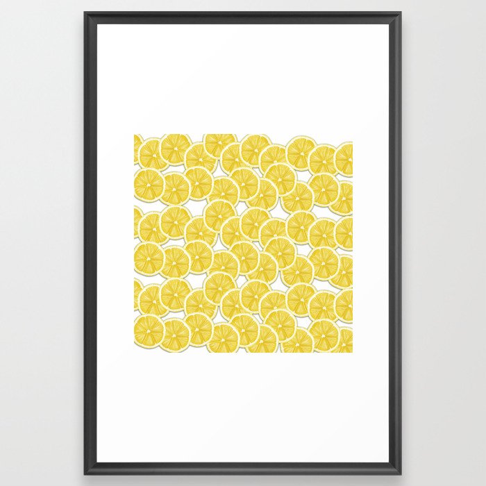 Lemon WaterColor paper pattern Framed Art Print