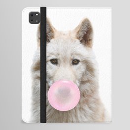 White Wolf Blowing Bubble Gum by Zouzounio Art iPad Folio Case