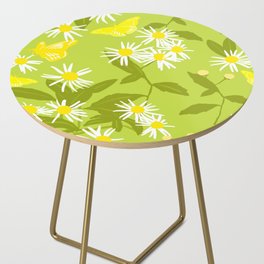 Little Daisies And Butterflies Retro Floral Green Side Table