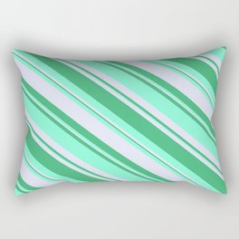 [ Thumbnail: Lavender, Sea Green & Aquamarine Colored Lines Pattern Rectangular Pillow ]