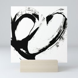 Brushstroke 6: a minimal, abstract, black and white piece Mini Art Print
