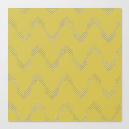 Simply Deconstructed Chevron Retro Gray on Mod Yellow Canvas Print
