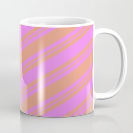 [ Thumbnail: Violet and Dark Salmon Colored Striped/Lined Pattern Coffee Mug ]