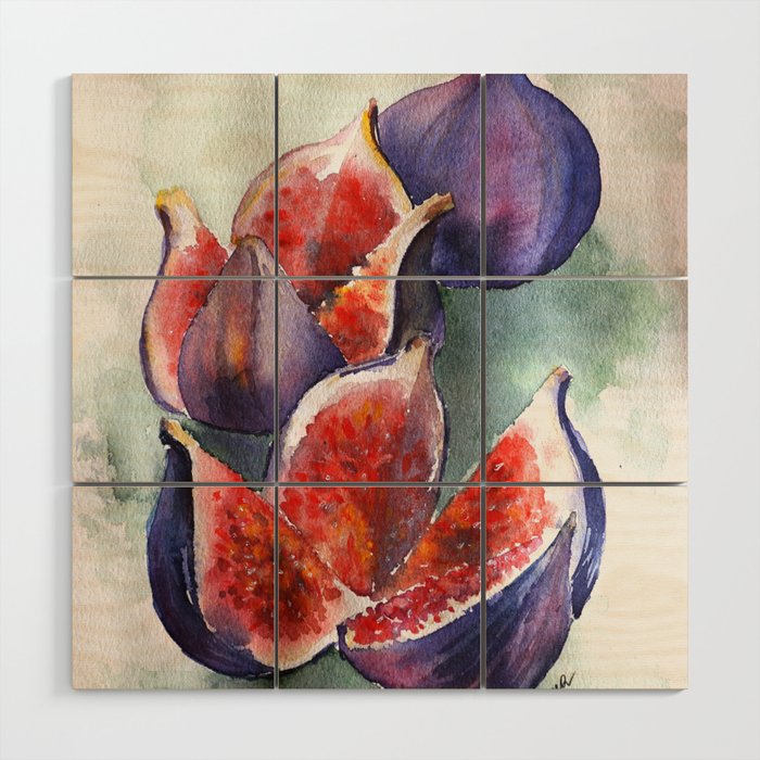 Fig Watercolor Fruits Wood Wall Art