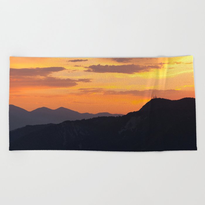 Mountain Sunset Iii Big Bear Lake California Beach Towel