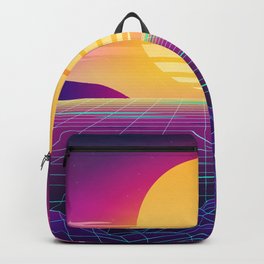 Classic Sunset Synthwave Backpack | Retro, Aesthetic, Pattern, Gridlines, Synthpop, Vaporwave, Psychedelic, Pop Art, Retrowave, 80S 