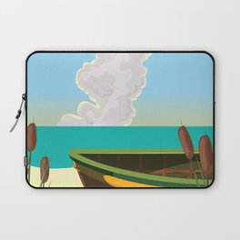 Perranporth Cornwall Seaside travel poster. Laptop Sleeve