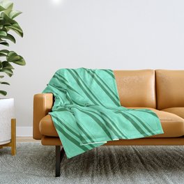 [ Thumbnail: Sea Green and Aquamarine Colored Stripes Pattern Throw Blanket ]
