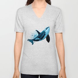 "The Dreamer" by Amber Marine ~ Orca / Killer Whale Art, (Copyright 2015) V Neck T Shirt