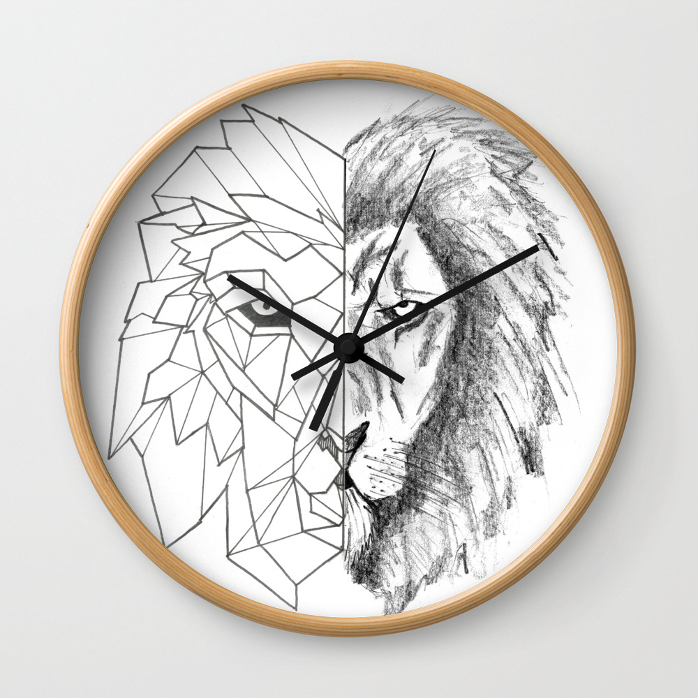 Details about   Wall Clock On Glass Lion Animal Illustration 12 shapes it 3067 show original title 
