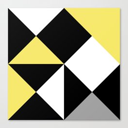 Geometric Abstract, Black, White and Yellow. Canvas Print